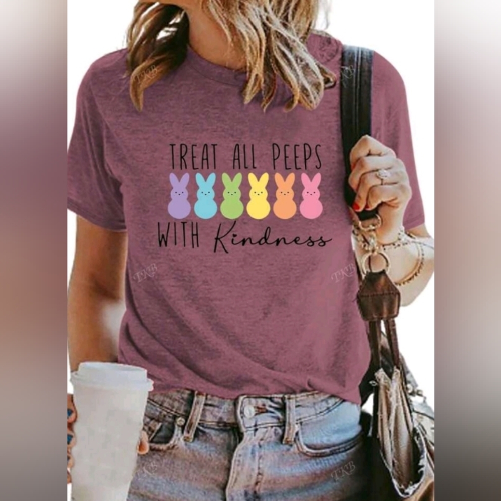 Womens EASTER PEEPS Graphic Tee - "Treat All Peeps with Kindness"